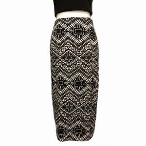 Express Midi Tribal Print Skirt